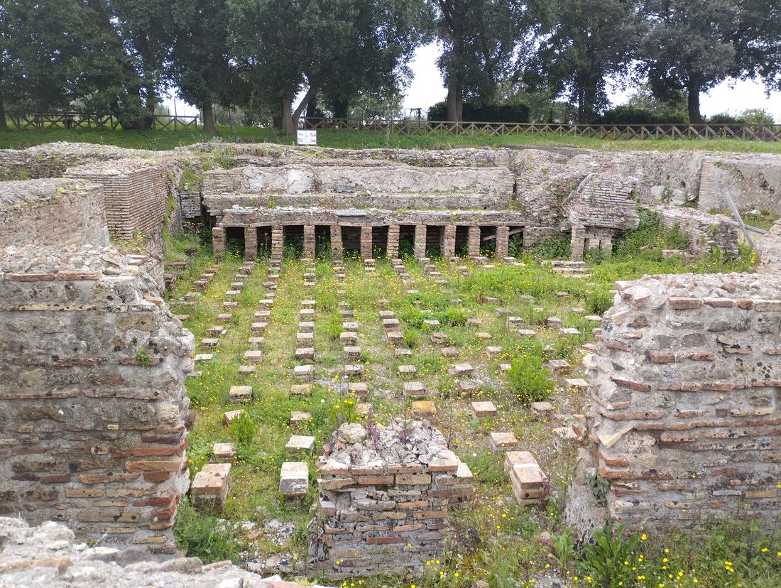 Remains of a hypocaust under the baths at Minturnae, Italy
